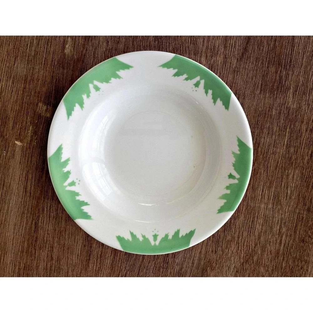 Vintage Sterling China Restaurant Bowl 1960s Airbrush Green Floral